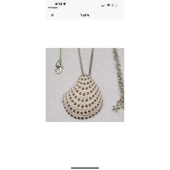 Brighton Cape Cod Shell Pendant Cream Enamel - Picture 2 of 10